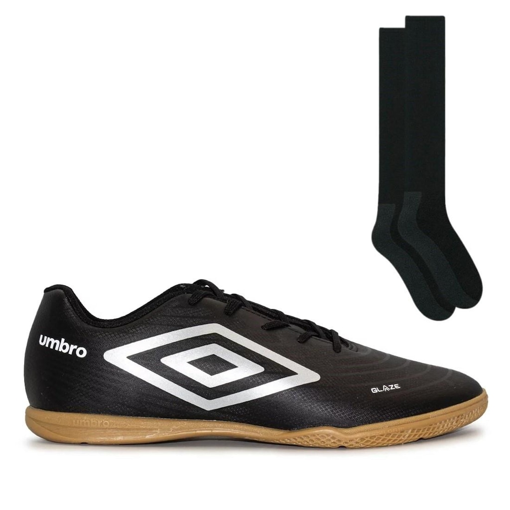 Chuteira Futsal Umbro Glaze + Meião - Adulto