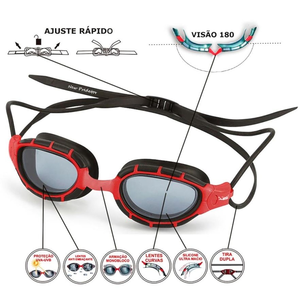 Imagem 2 do produto Óculos de Natação Gold Sports New Predator - Adulto
