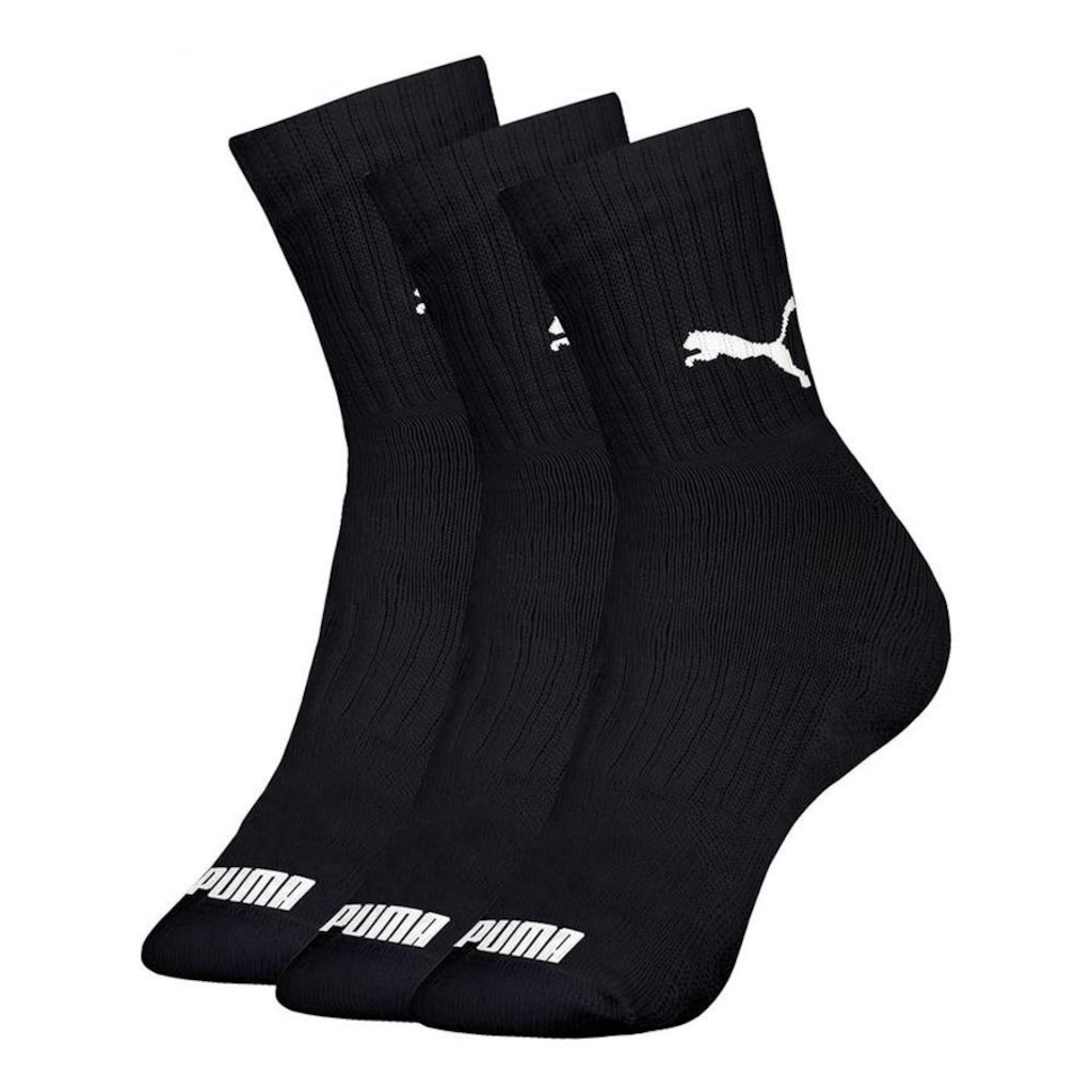 Kit Meias Puma Cano Médio Esportiva - 3 Pares - Feminina