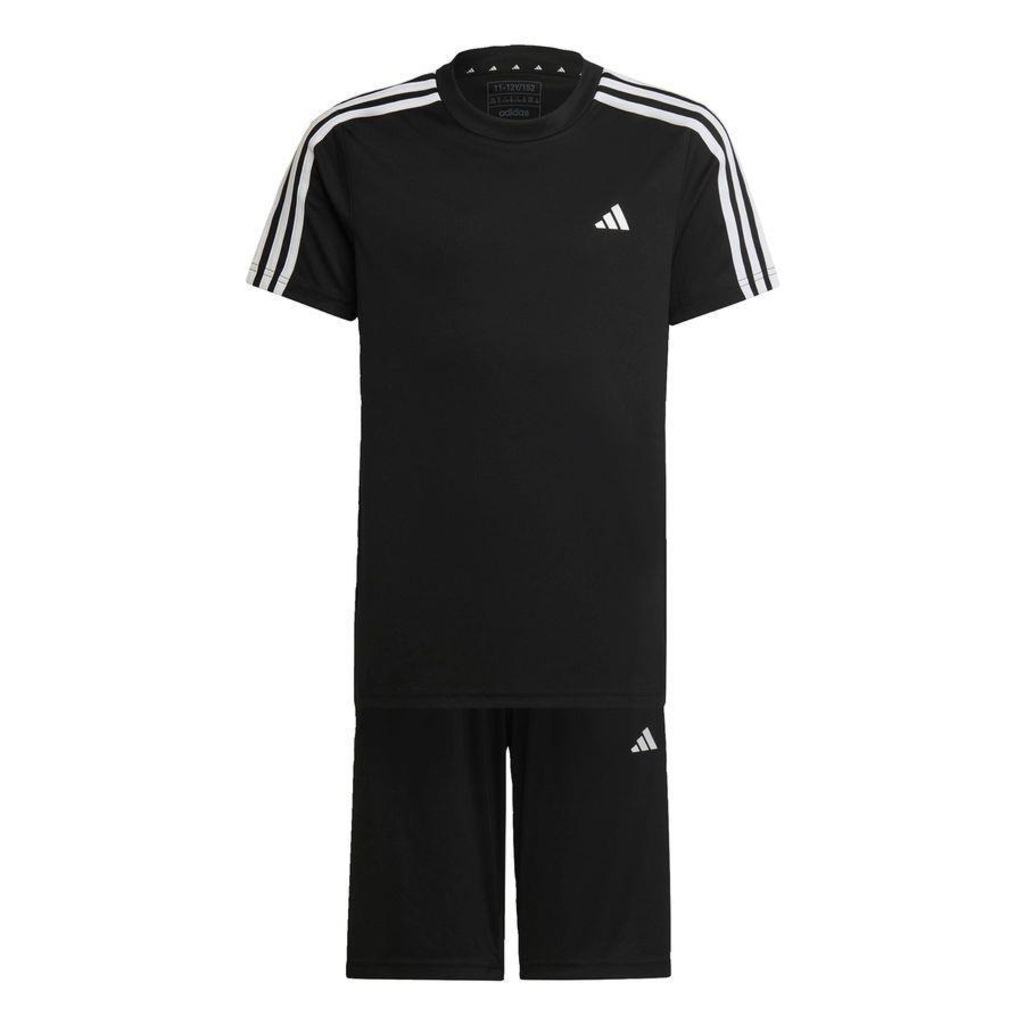 Kit Camiseta + Shorts adidas Train Essentials Aeroready 3-Stripes - Infantil - Foto 1