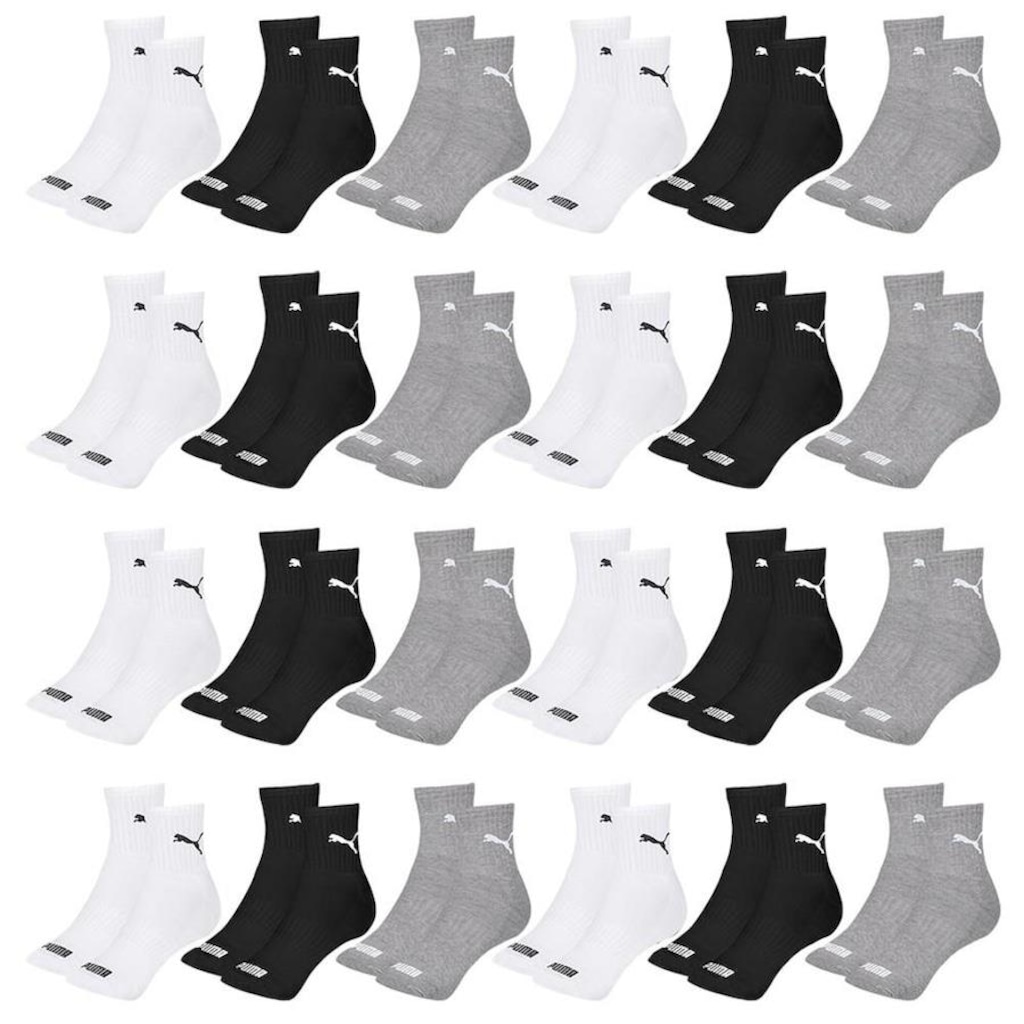 Kit Meia Cano Médio Puma Esportiva - 24 Pares - Feminino