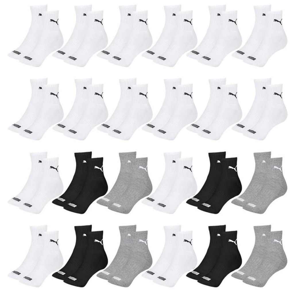 Kit Meia Cano Médio Puma Esportiva - 24 Pares - Feminino