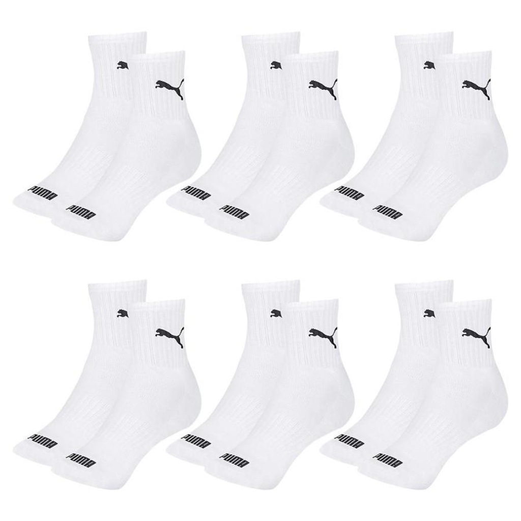 Kit Meia Cano Médio Puma Esportiva - 6 Pares - Feminino