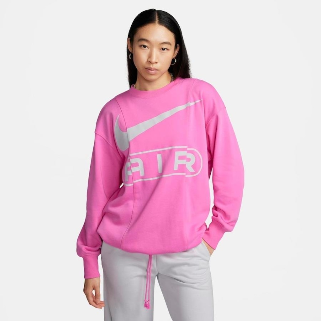 Blusão Feminino Nike sem Capuz Sportswear Air OOS Flc Crew - Foto 1