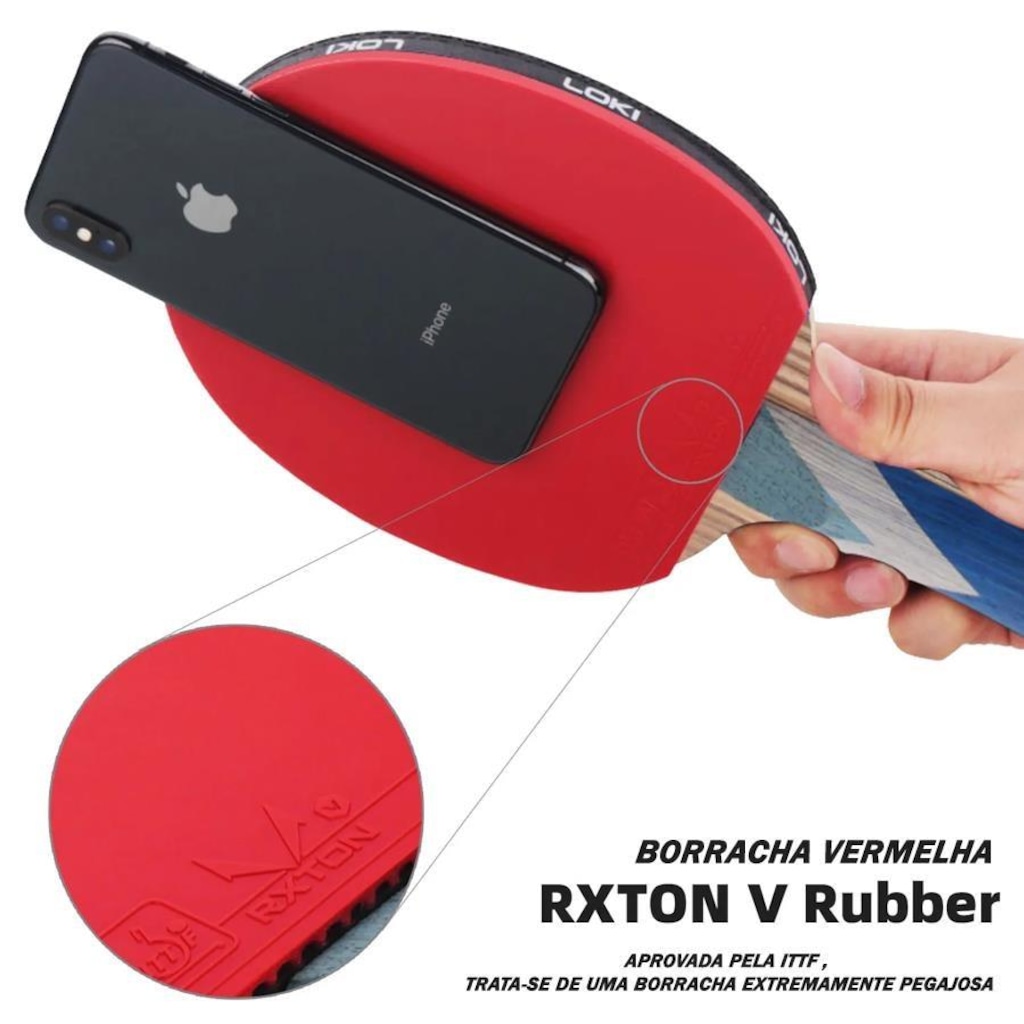 Imagem 3 do produto Kit de Tênis de Mesa Loki Rxton 6.0 Star Carbon - 1 Raq 1 Bolsa e 3 Bolas Gold Sports