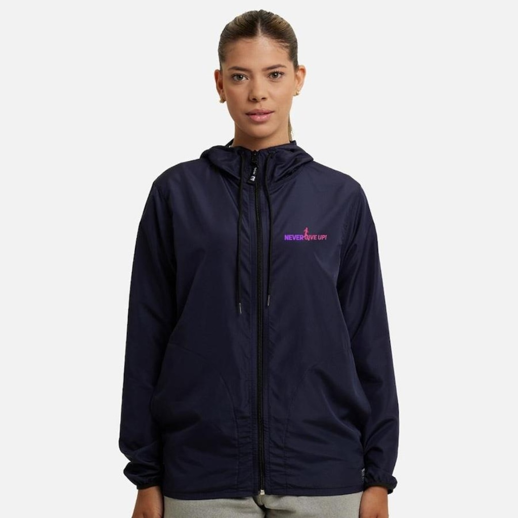 Jaqueta Corta Vento com Capuz WSS Brasil Impermeável Never Give Up! - Feminina