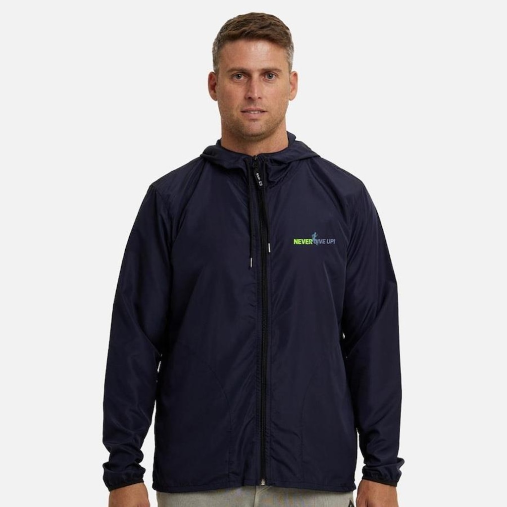 Jaqueta Corta Vento com Capuz WSS Brasil Impermeável Never Give Up! - Masculina