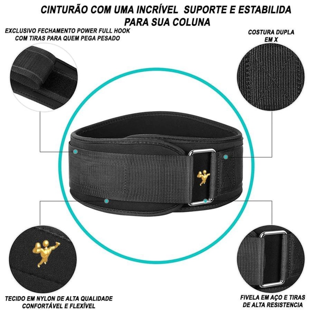 Imagem 2 do produto Cinturão para Levantamento e Agachamento de Peso Gold Sports Lpo Iron - Ajustável