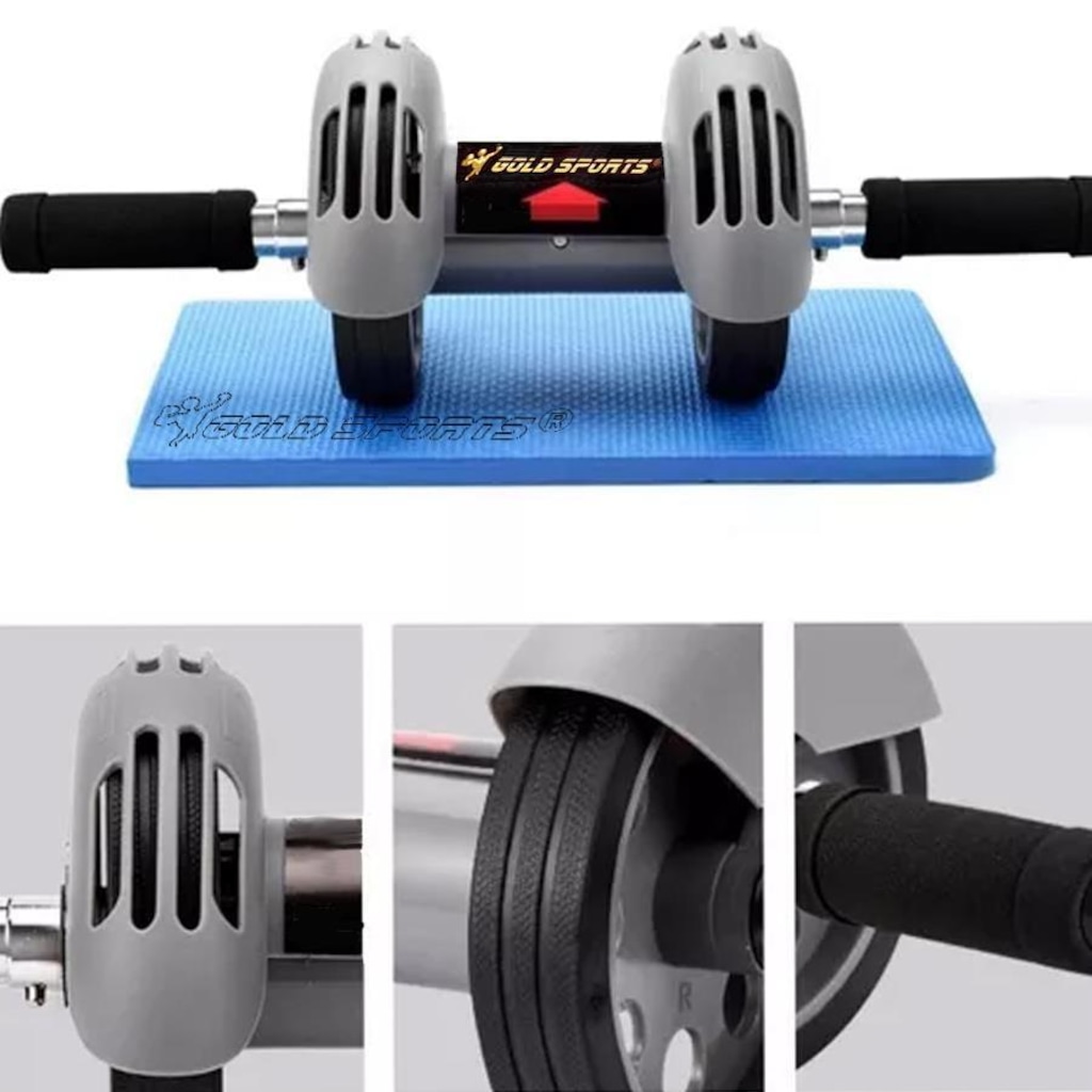 Imagem 2 do produto Kit Roda Abdominal Gold Sports Dupla Rolinho com Tapete de Apoio