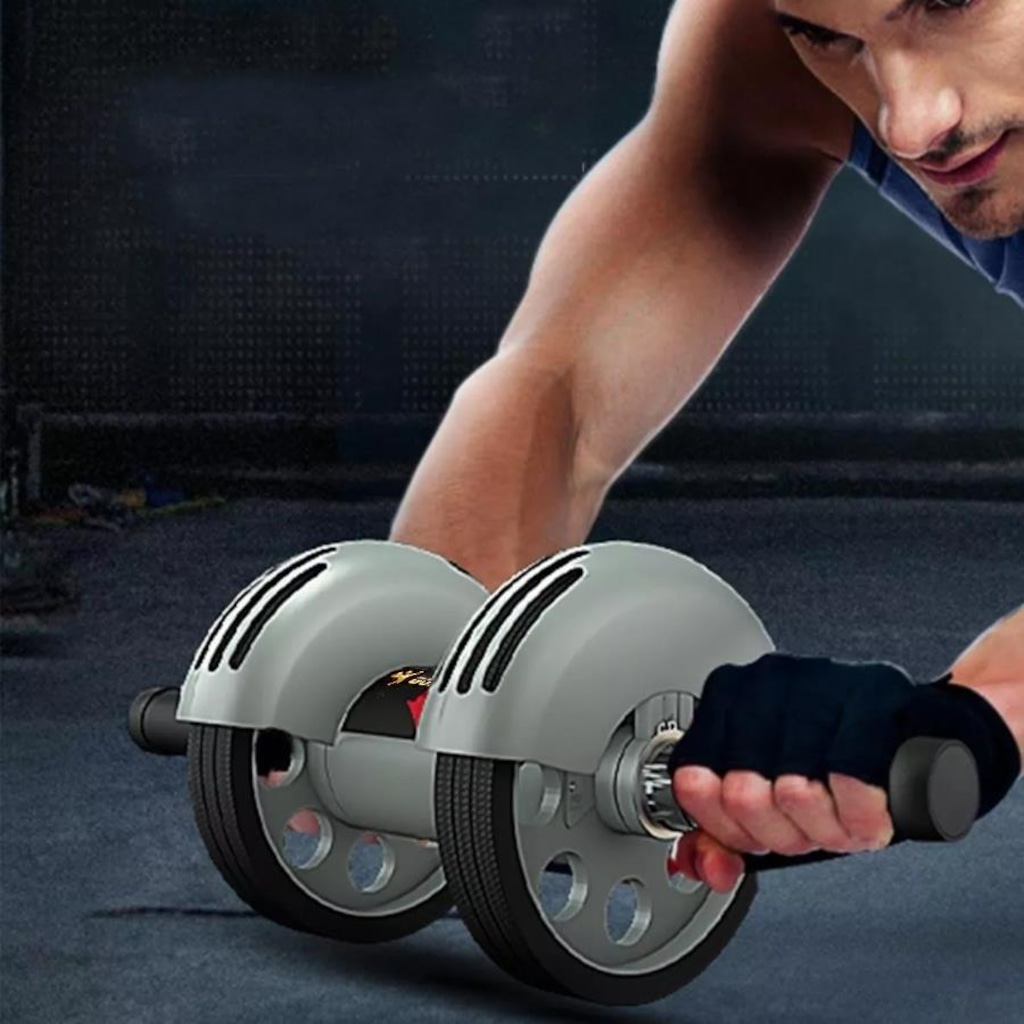Imagem 5 do produto Kit Roda Abdominal Gold Sports Dupla Rolinho com Tapete de Apoio