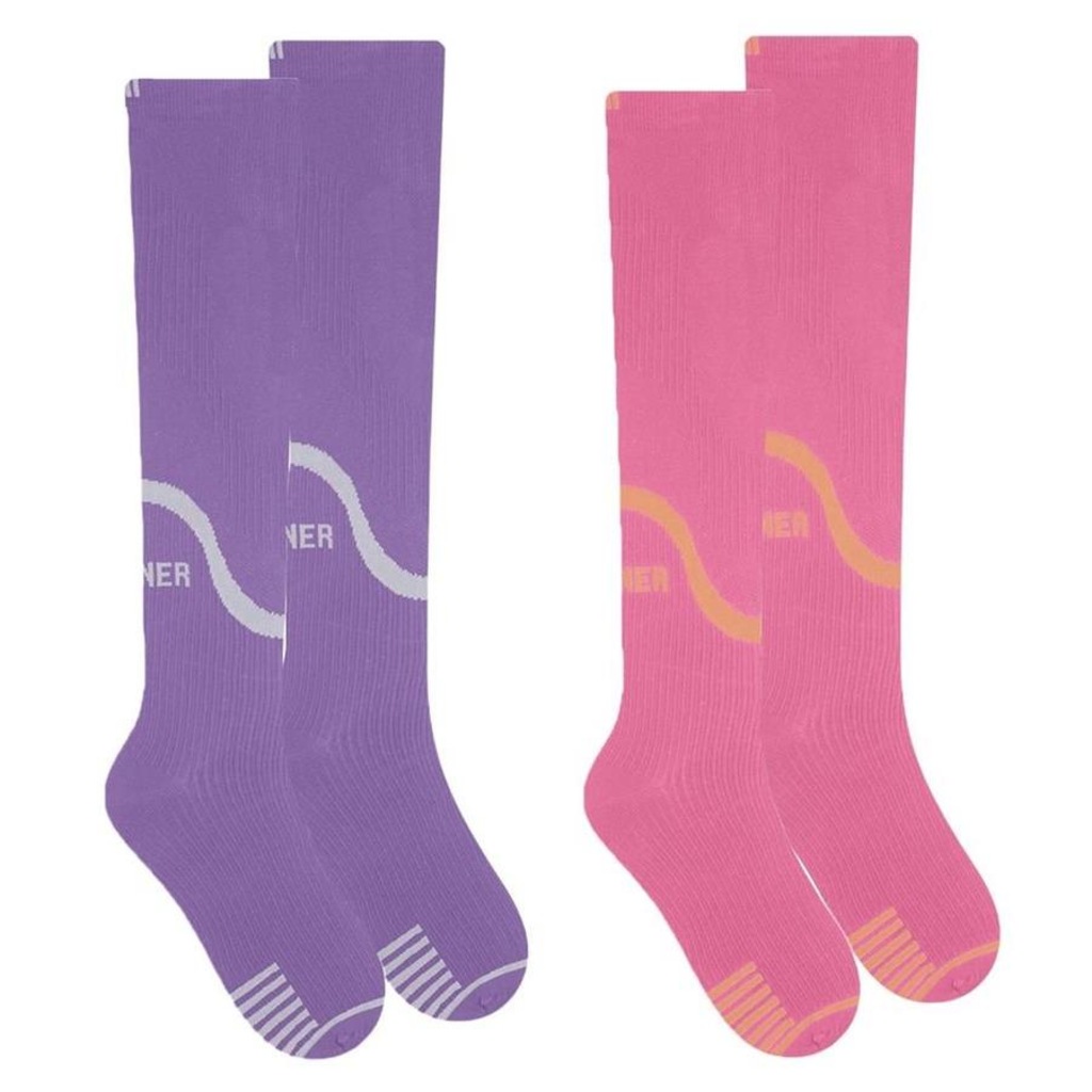 Kit de Meias Cano Alto de Compressão Selene 3/4 Esportiva com 2 Pares - Feminino - Foto 1