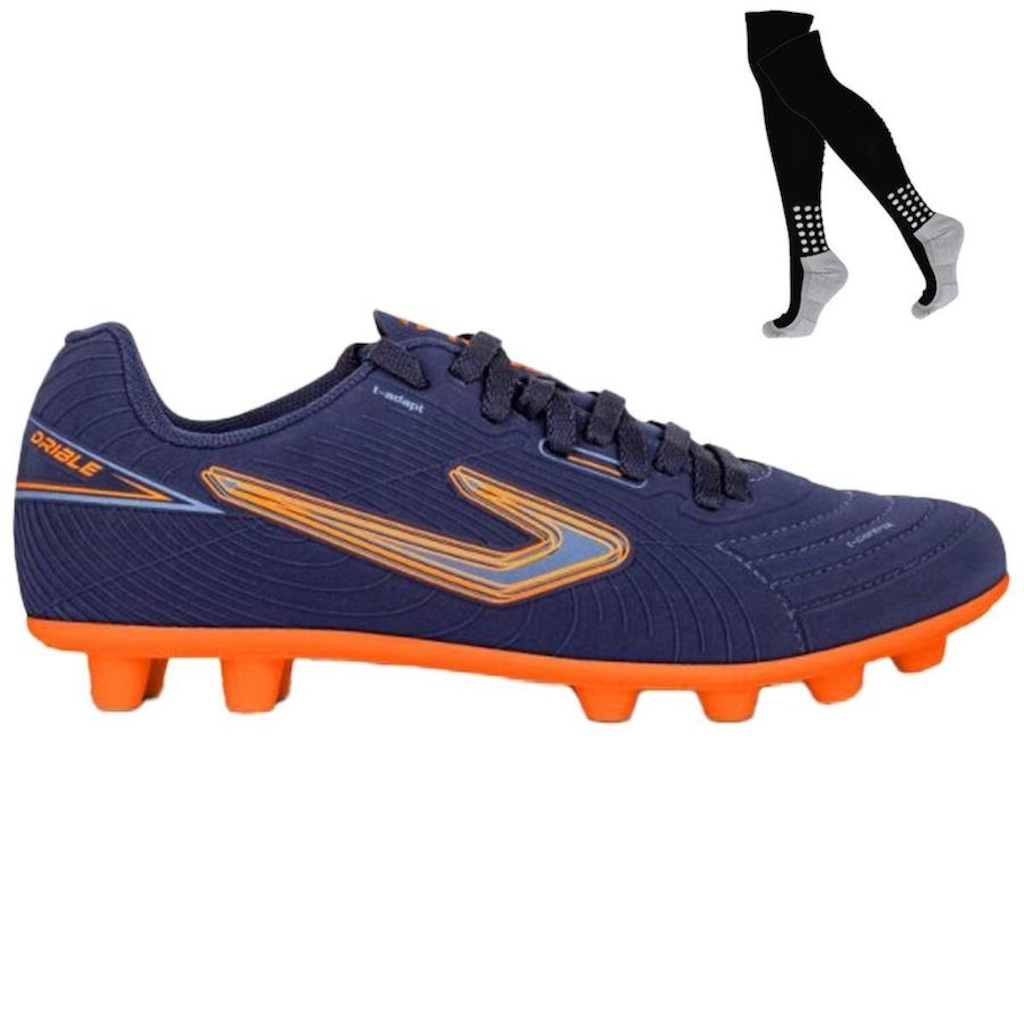 Kit Chuteira de Campo Topper Drible VI + Par de Meiões - Adulto