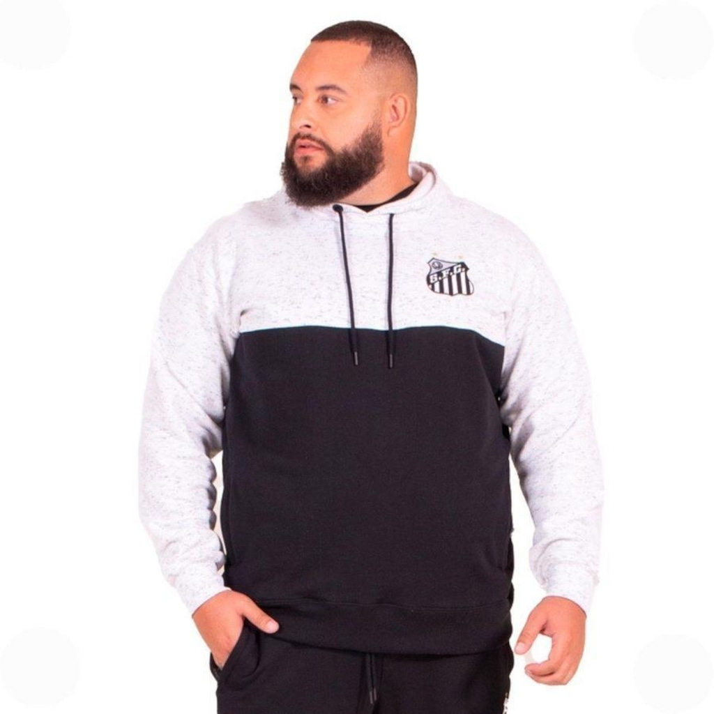 Imagem 3 do produto Blusão de Moletom Canguru Fechado Santos Oficial com Capuz  Plus Size Surf Center Masculino
