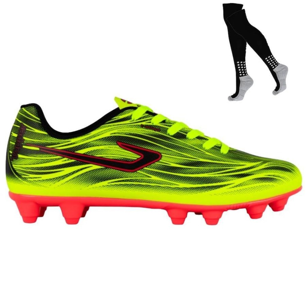 Kit Chuteira de Campo Topper Slick V + Meião - Adulto