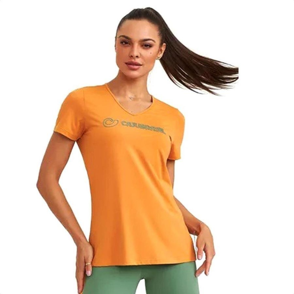 Camiseta Caju Brasil Uv com Silk Caramelo - Feminina