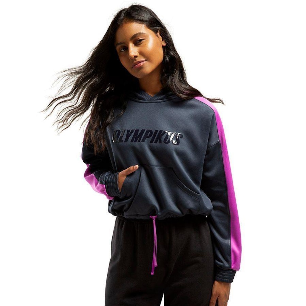 Blusão de Moletom Cropped com Capuz Olympikus - Feminino