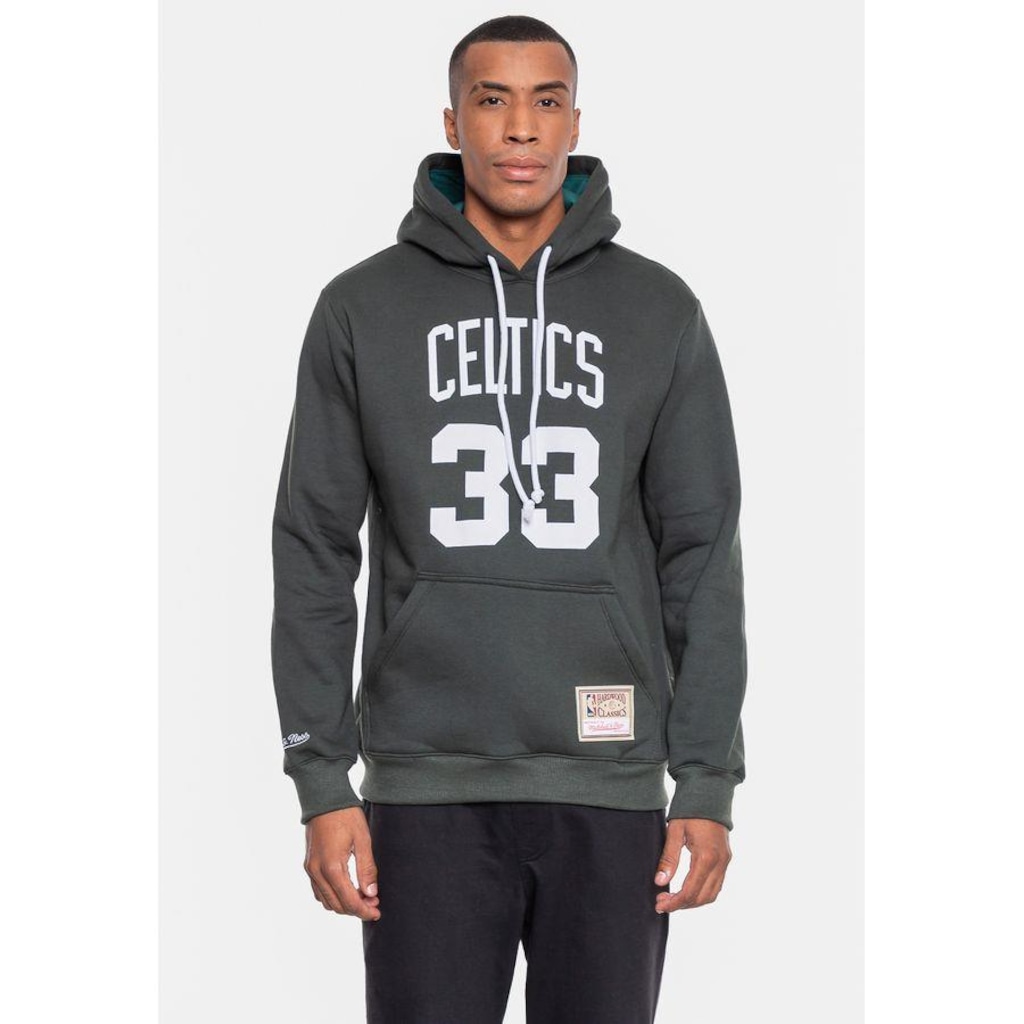 Blusão De Moletom Com Capuz Mitchell & Ness Boston Celtics Larry Bird Militar Galapagos - Masculino
