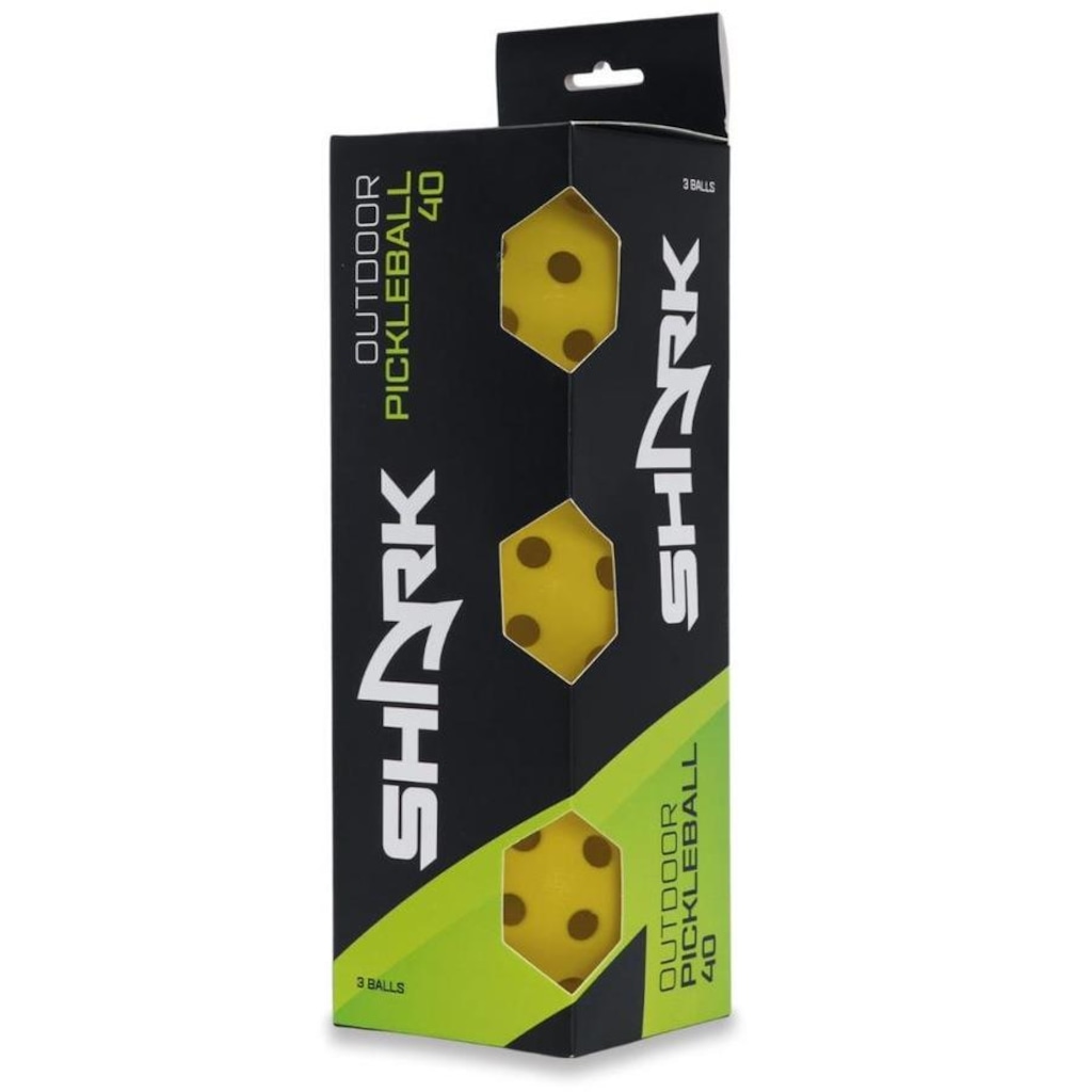 Imagem 2 do produto Bola De Pickleball Shark 40 Furos - Pack Com 03 Unidades