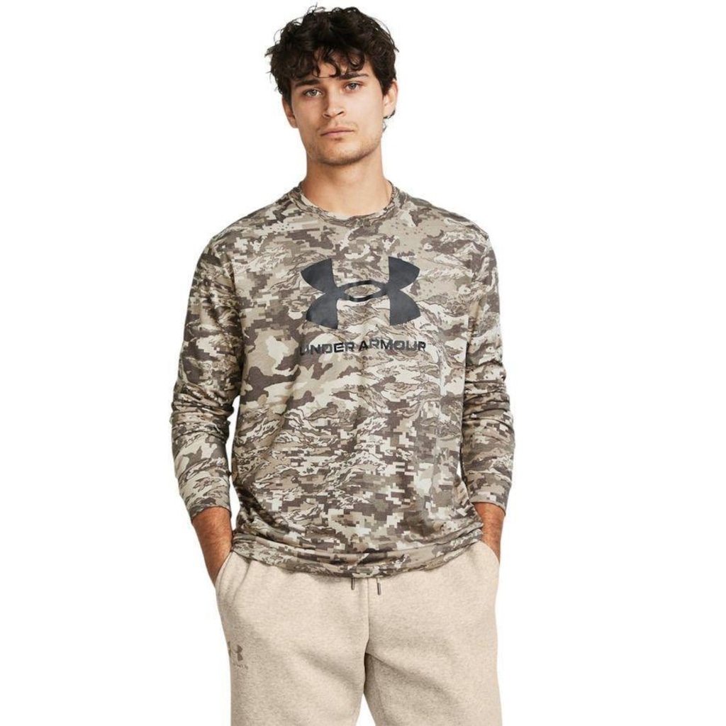 Camiseta Manga Longa Under Armour Abc Camo - Masculina - Foto 1