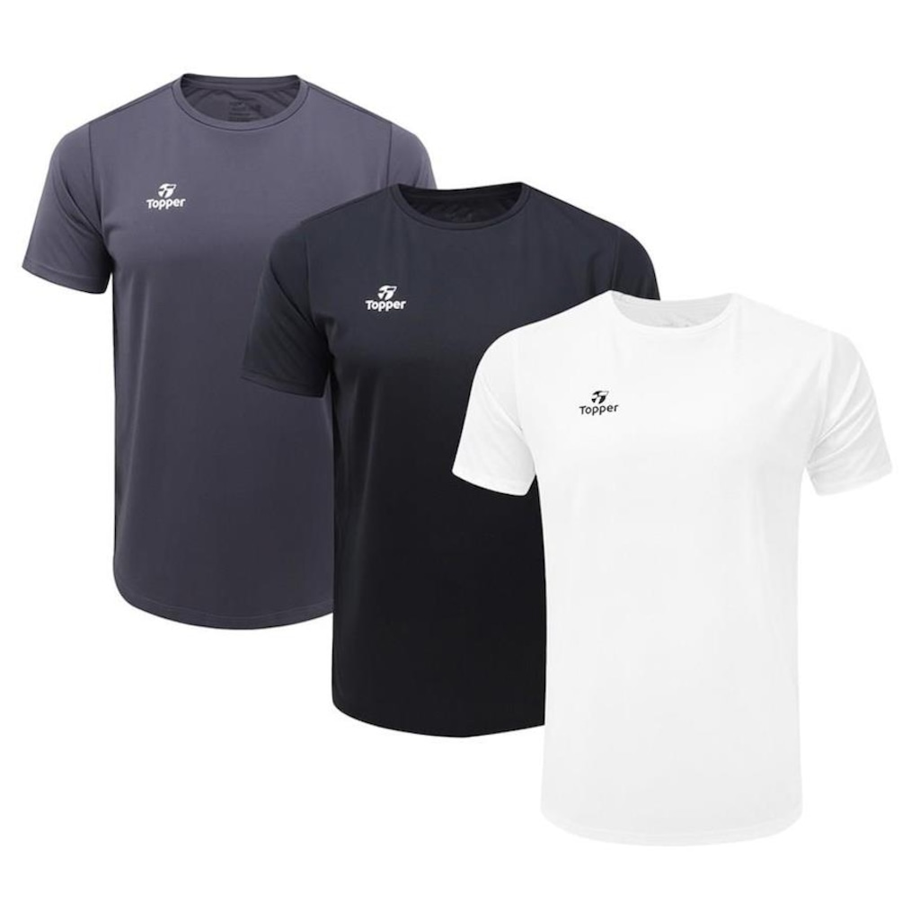 Kit de Camisetas Topper Classic New - Masculino - 3 unidades