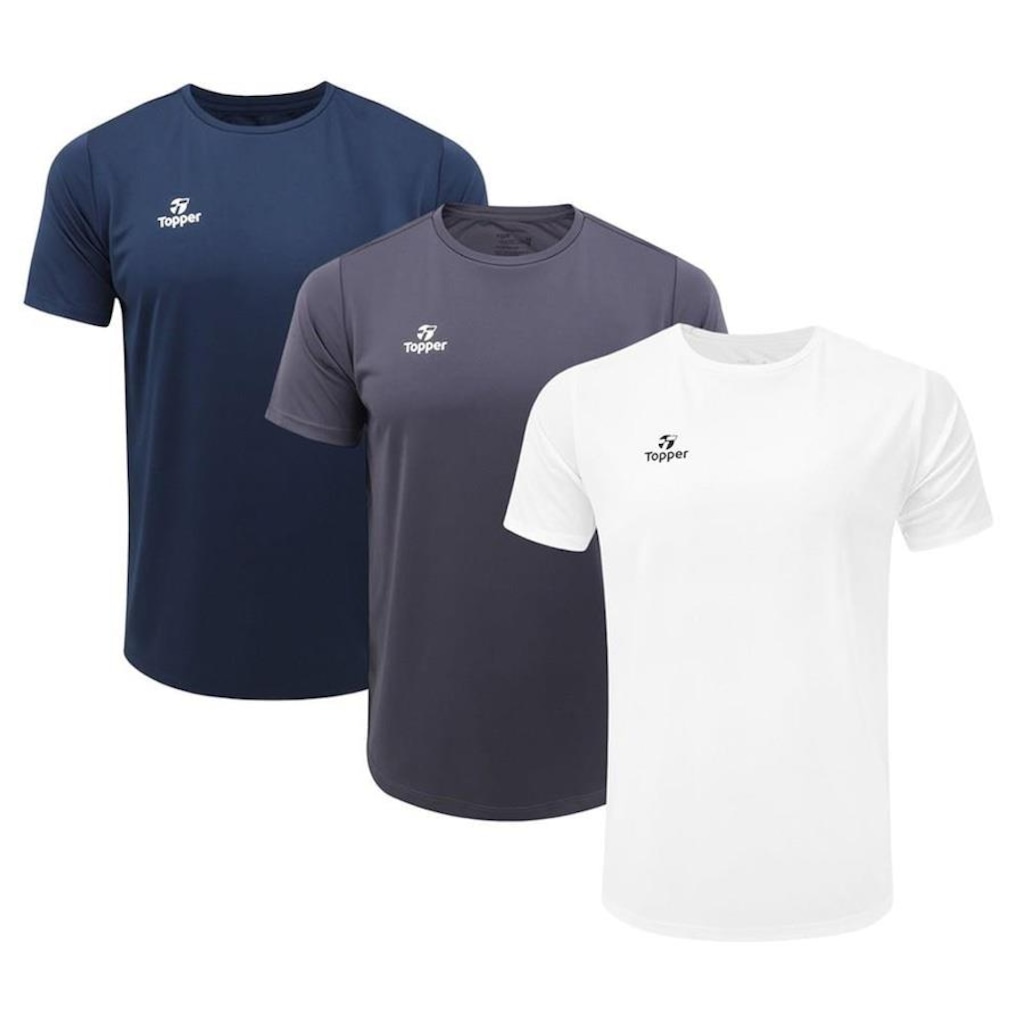 Kit de Camisetas Topper Classic New - Masculino - 3 unidades