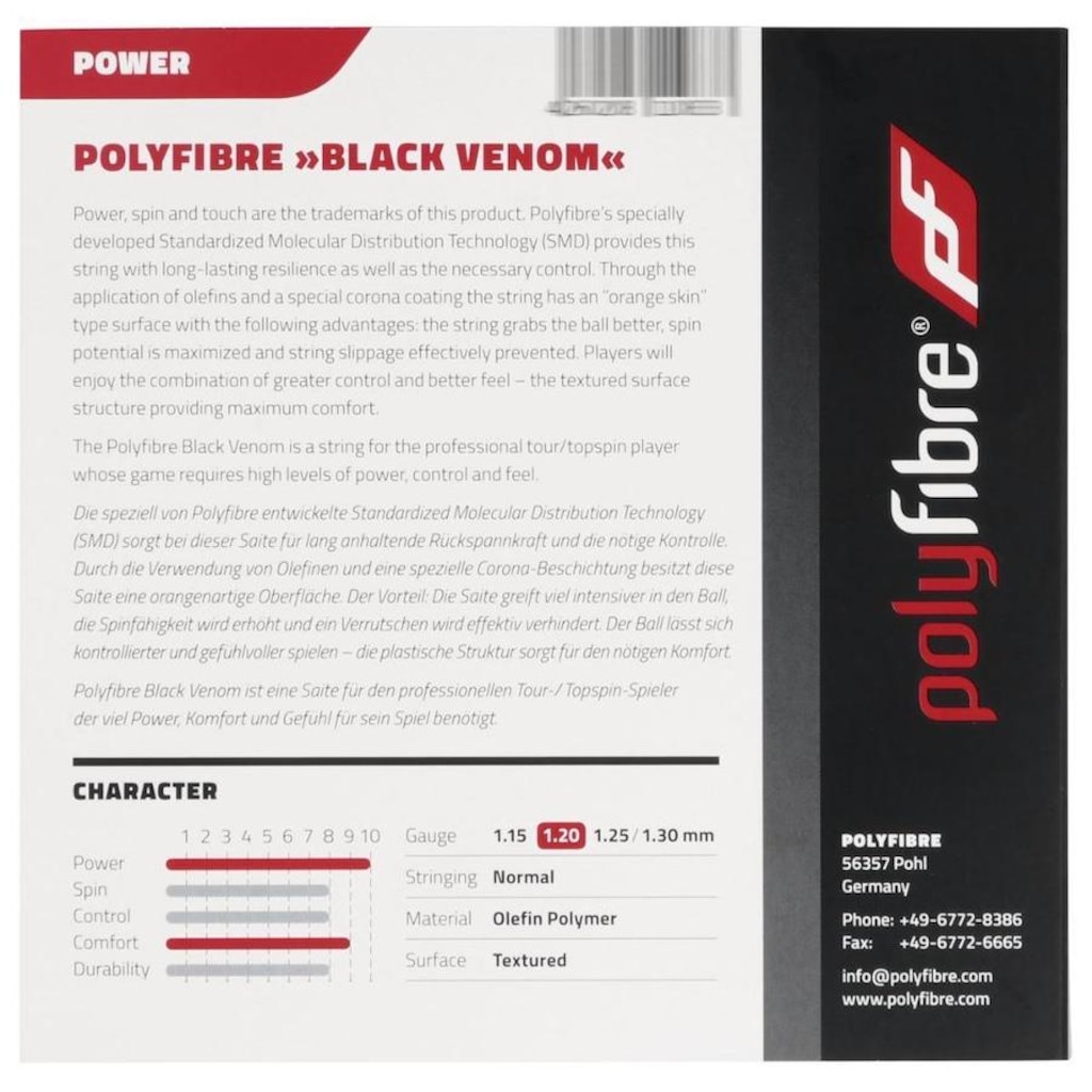 Imagem 3 do produto Corda Polyfibre Black Venom 18L 1.20Mm - Set Individual
