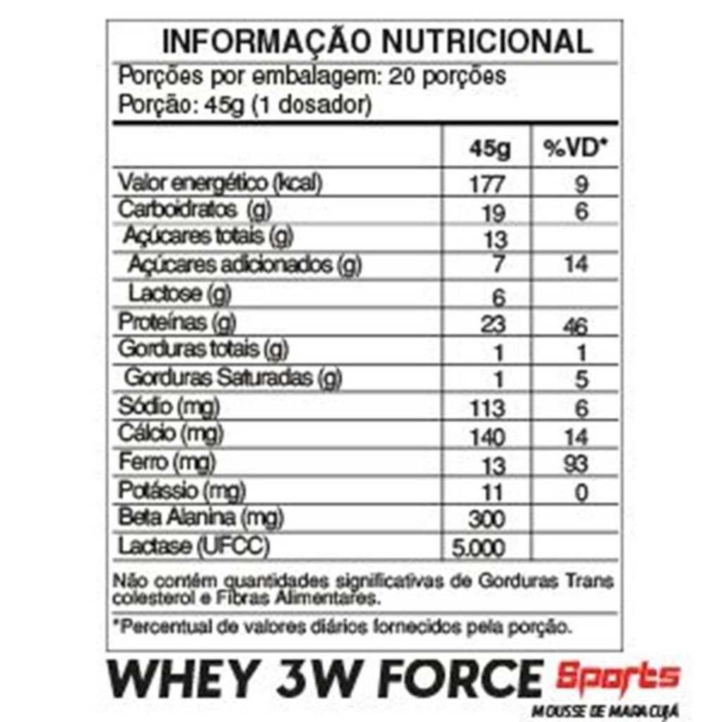 Imagem 2 do produto Whey 3W Force Venum Mousse de Maracujá - 900G