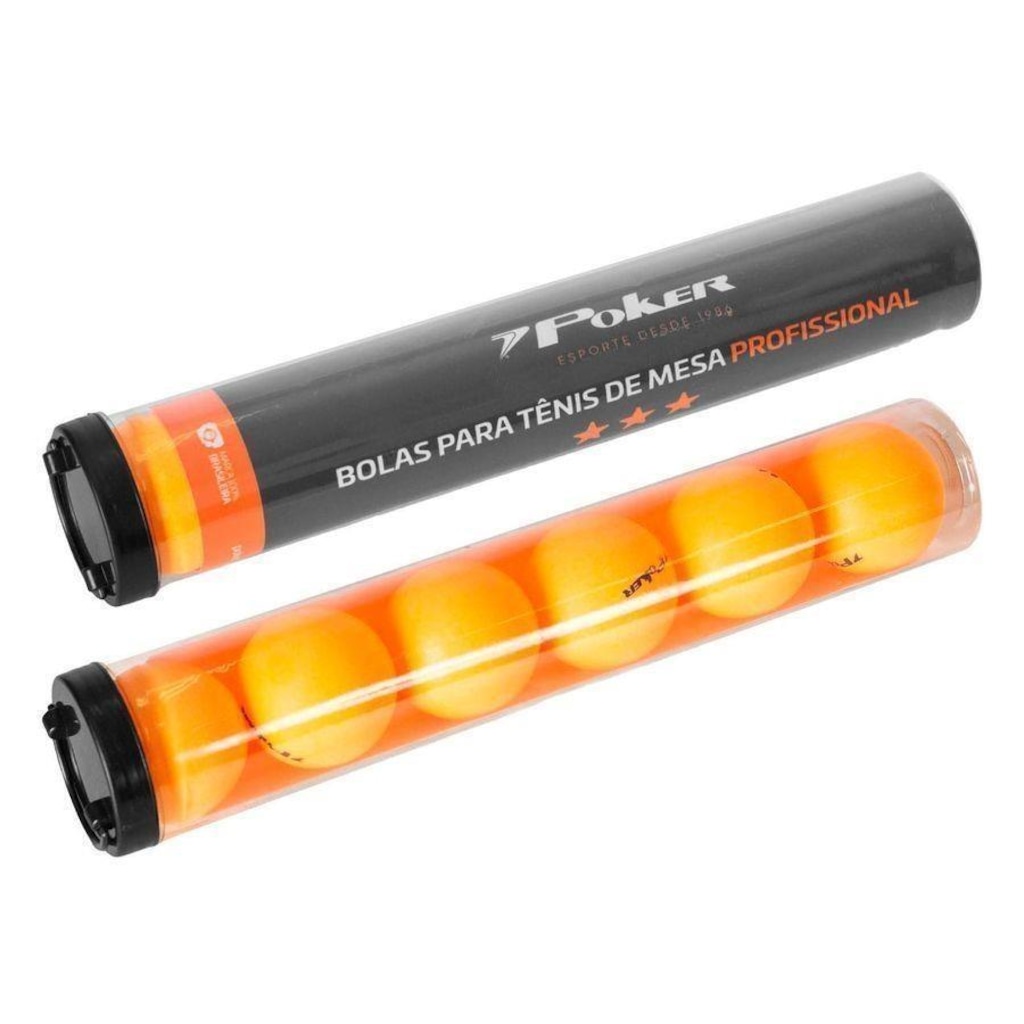Kit Bolas de Tênis de Mesa Poker 3 Est 40 mm com 6 Unidades