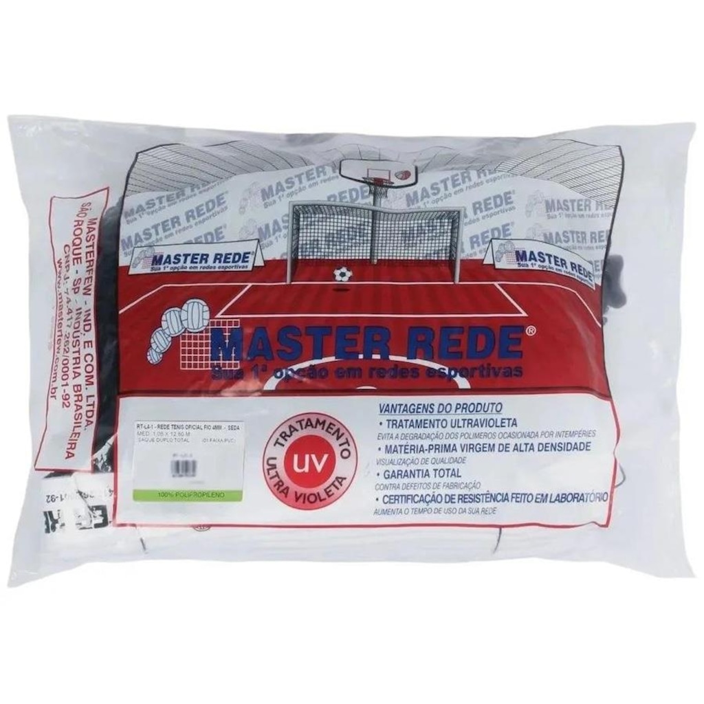 Rede de Tênis Competição com 04 Faixas Fio 4Mm Rt-L4-4 - Master Redes