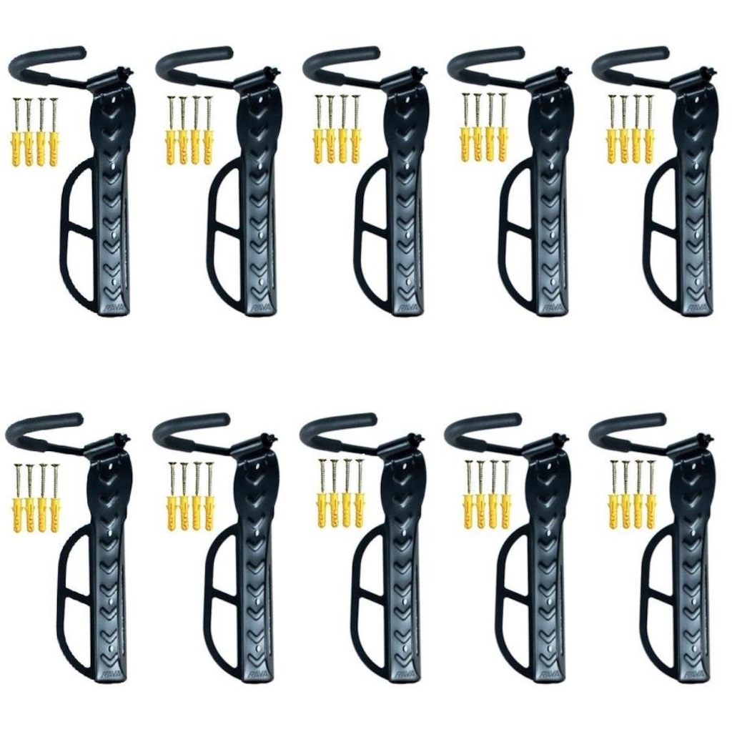 Kit de Suporte Parede para Bicicleta Rava Vertical Gancho Fixo - 10 unidades