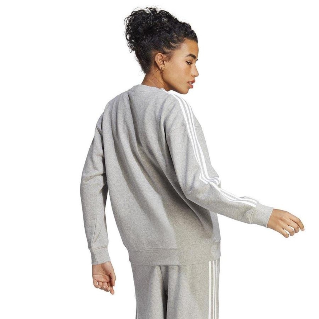 Imagem 2 do produto Blusão de Moletom sem Capuz adidas 3 Stripes Frech Terry - Feminino