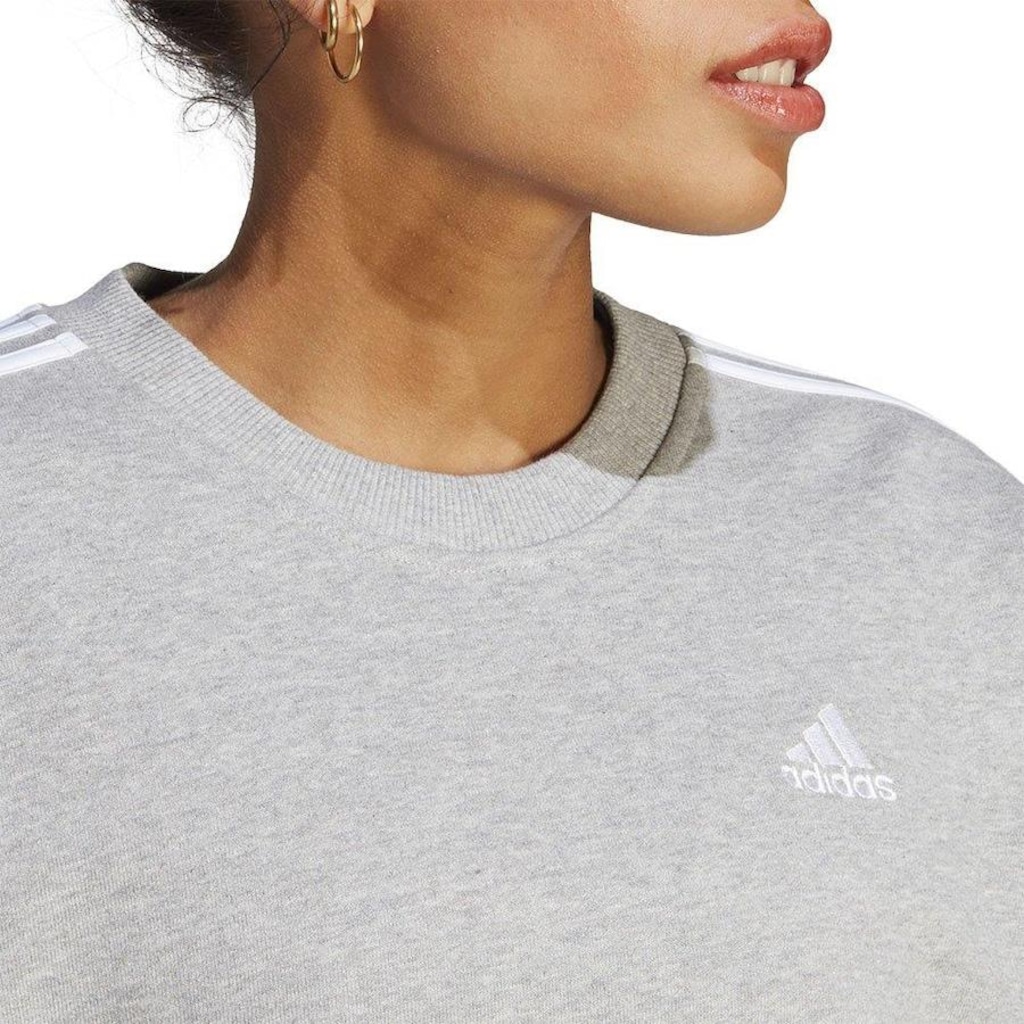Imagem 4 do produto Blusão de Moletom sem Capuz adidas 3 Stripes Frech Terry - Feminino