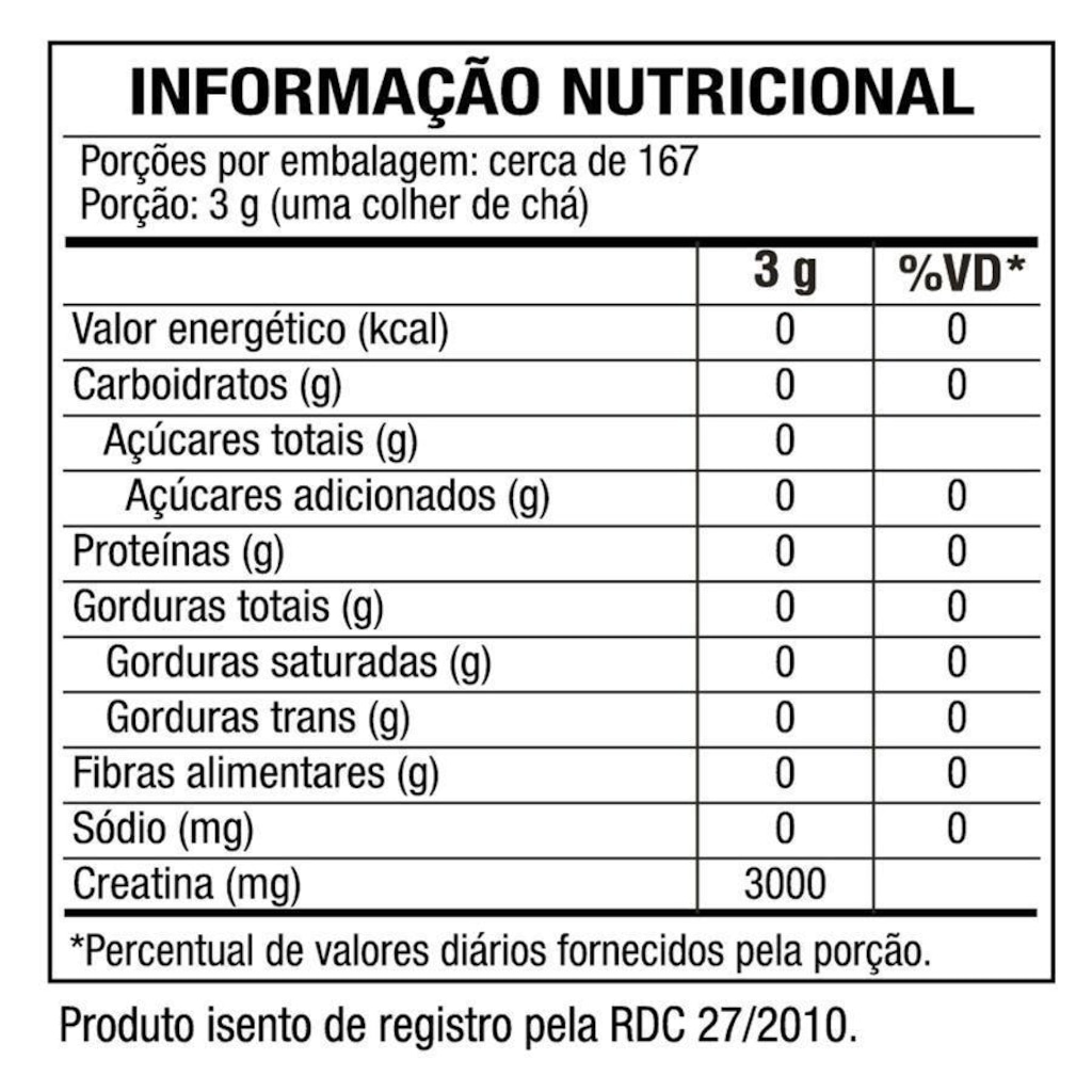 Imagem 2 do produto Creatine - Creatina Monohidratada - Refil 500G - Caveira Preta