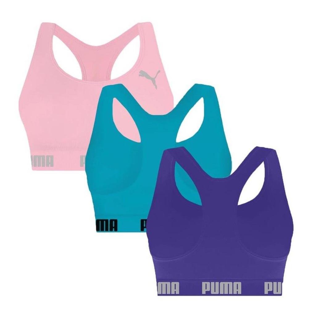 Imagem 2 do produto Kit Top Fitness Puma Nadador sem Costura - 3 Unidades - Feminino