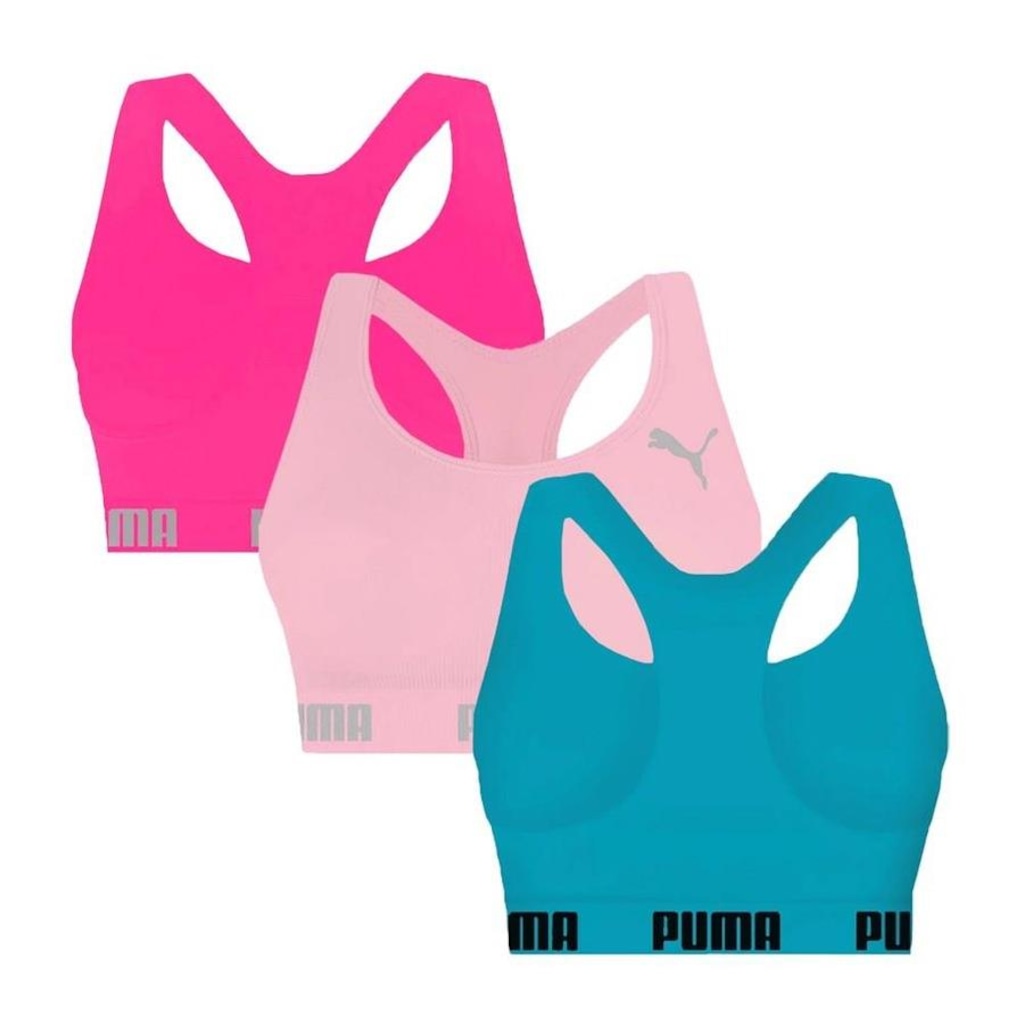 Imagem 2 do produto Kit Top Fitness Puma Nadador sem Costura - 3 Unidades - Feminino
