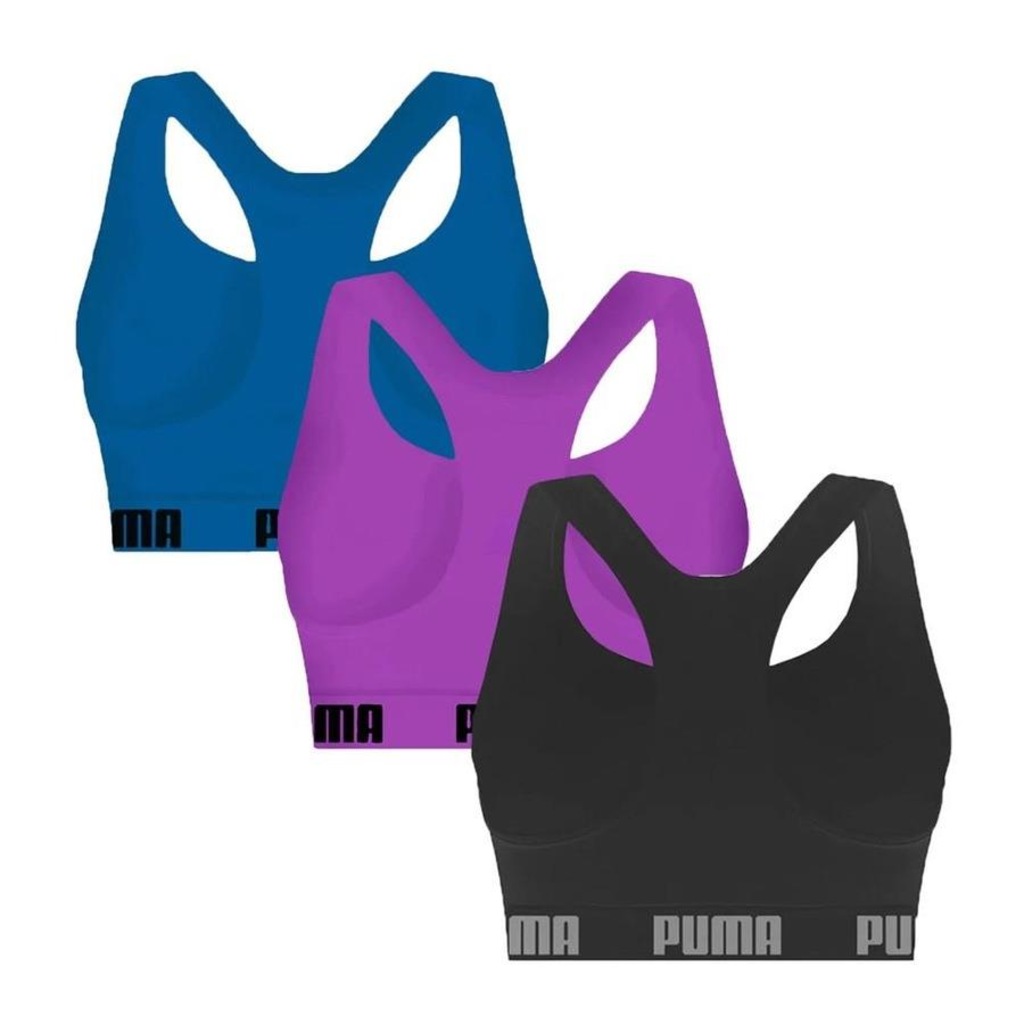 Imagem 2 do produto Kit Top Fitness Puma Nadador sem Costura - 3 Unidades - Feminino