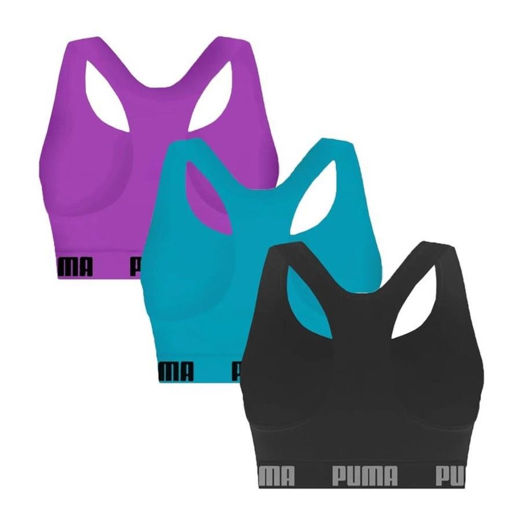 Imagem 2 do produto Kit Top Fitness Puma Nadador sem Costura - 3 Unidades - Feminino
