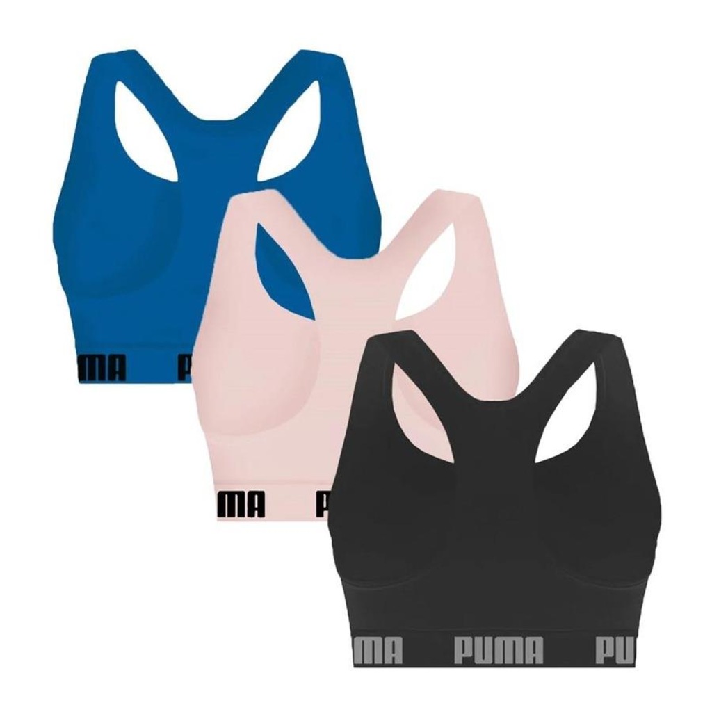 Imagem 2 do produto Kit Top Fitness Puma Nadador sem Costura - 3 Unidades - Feminino