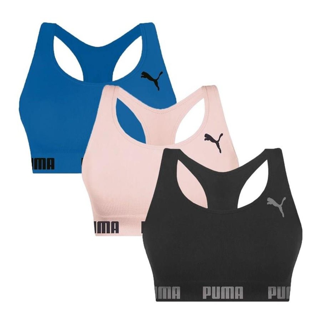 Imagem 1 do produto Kit Top Fitness Puma Nadador sem Costura - 3 Unidades - Feminino