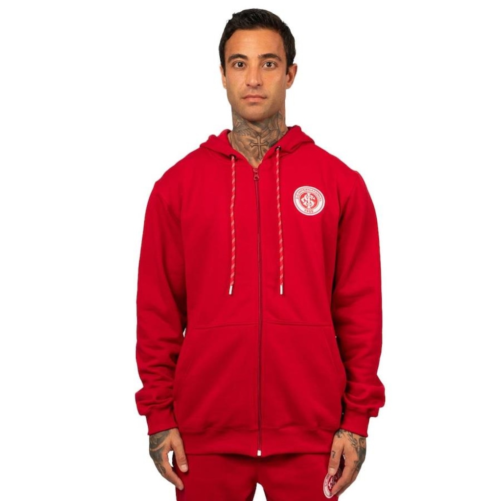 Jaqueta de Moletom do Internacional Canguru com Ziper Oficial Surf Center - Masculino