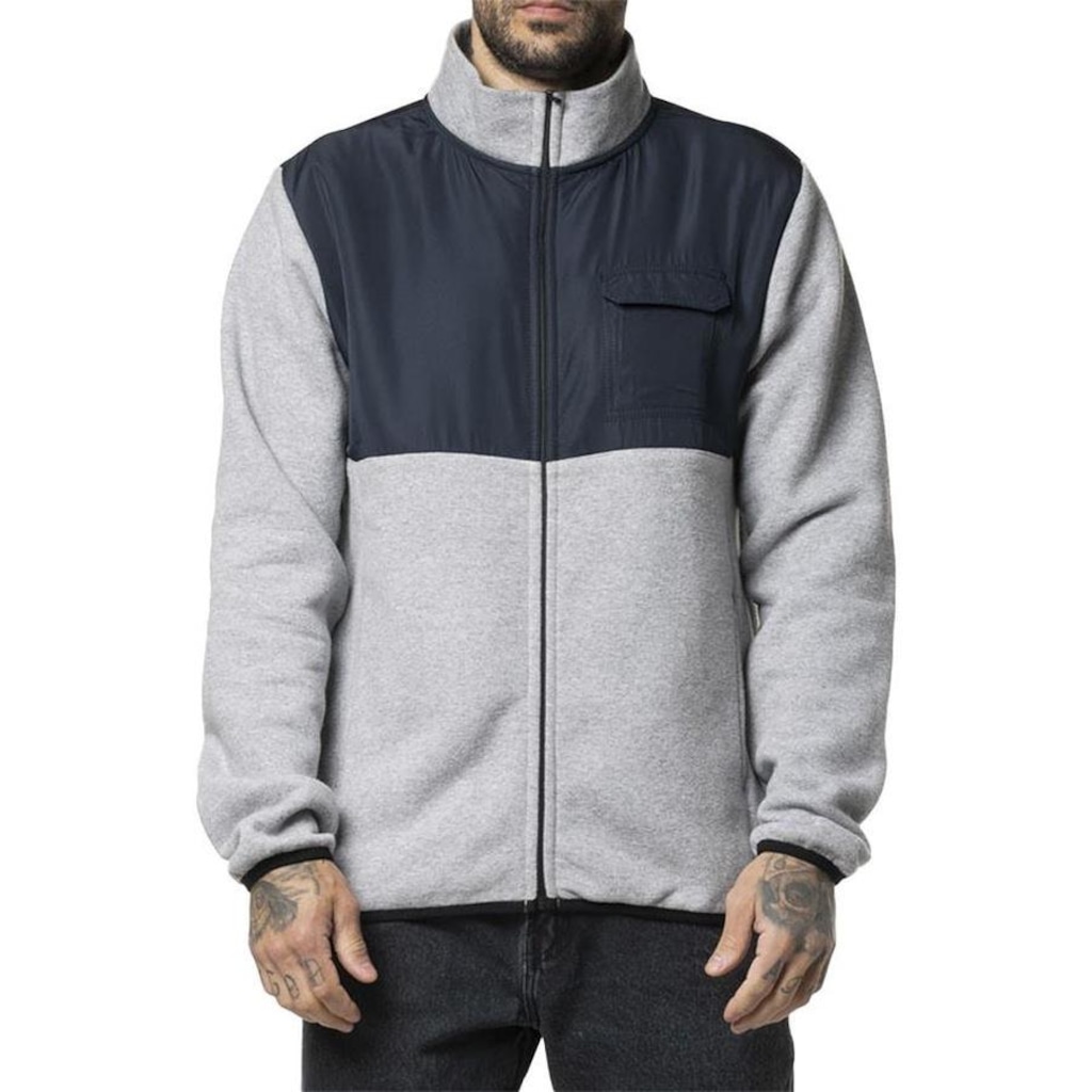 Moletom Rvca Aberto Yukon Fleece 300G Wt24 Cinza Mescla