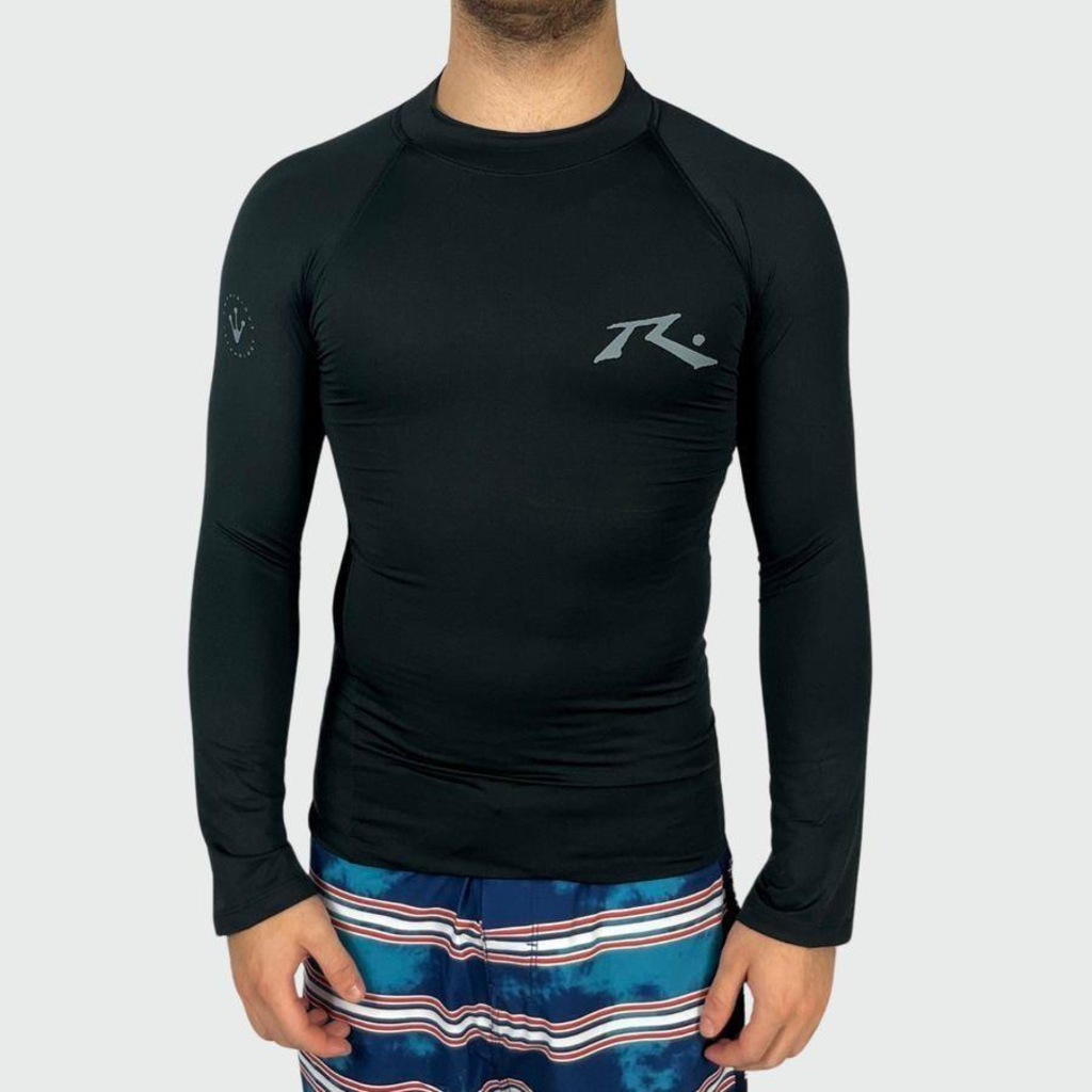 Camiseta Rusty Lycra Surf Long Masculina - Foto 1