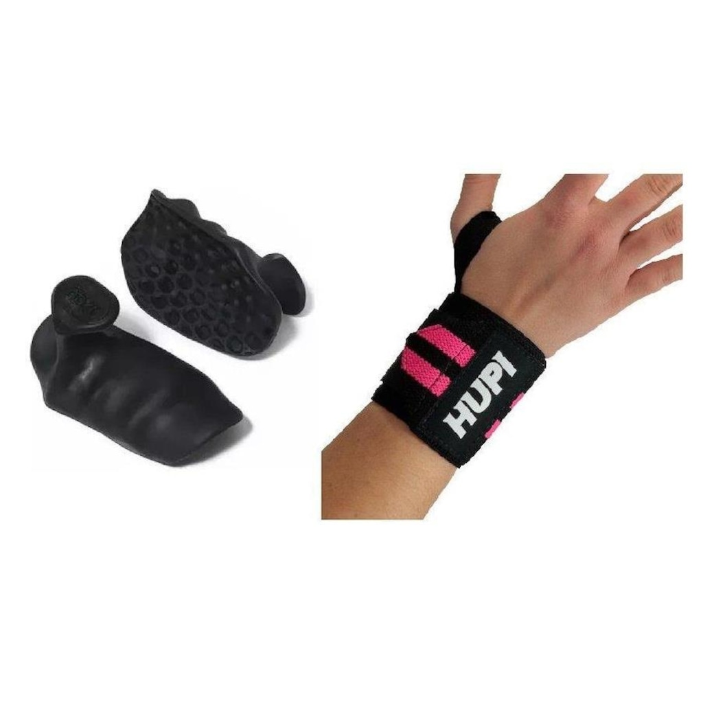 Luvas para Academia Octo Maxgrip Fiber + Par Munhequeira Hupi - Adulto - Foto 1