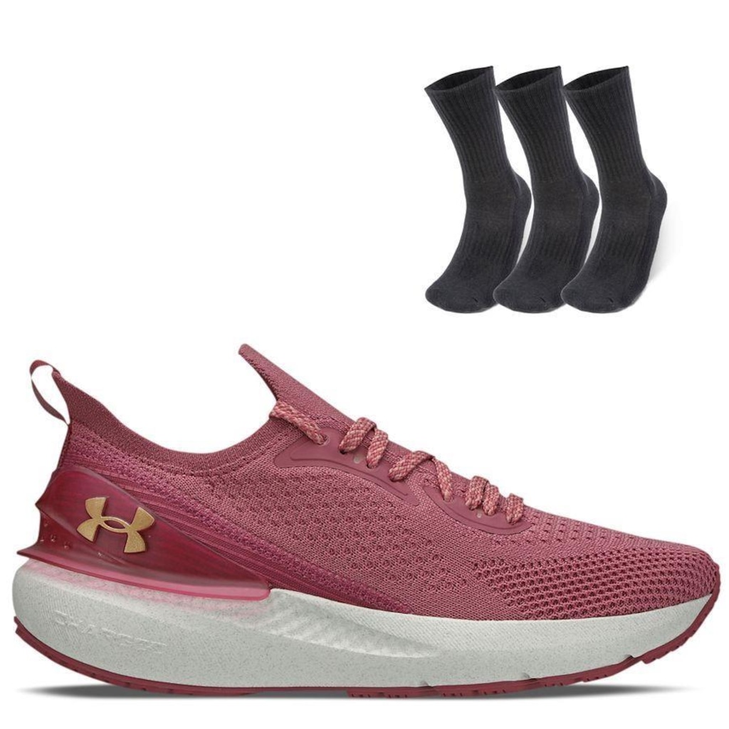 Kit Tênis de Corrida Charged Quicker + 3 Pares de Meias Cano Alto - Feminino - Foto 1