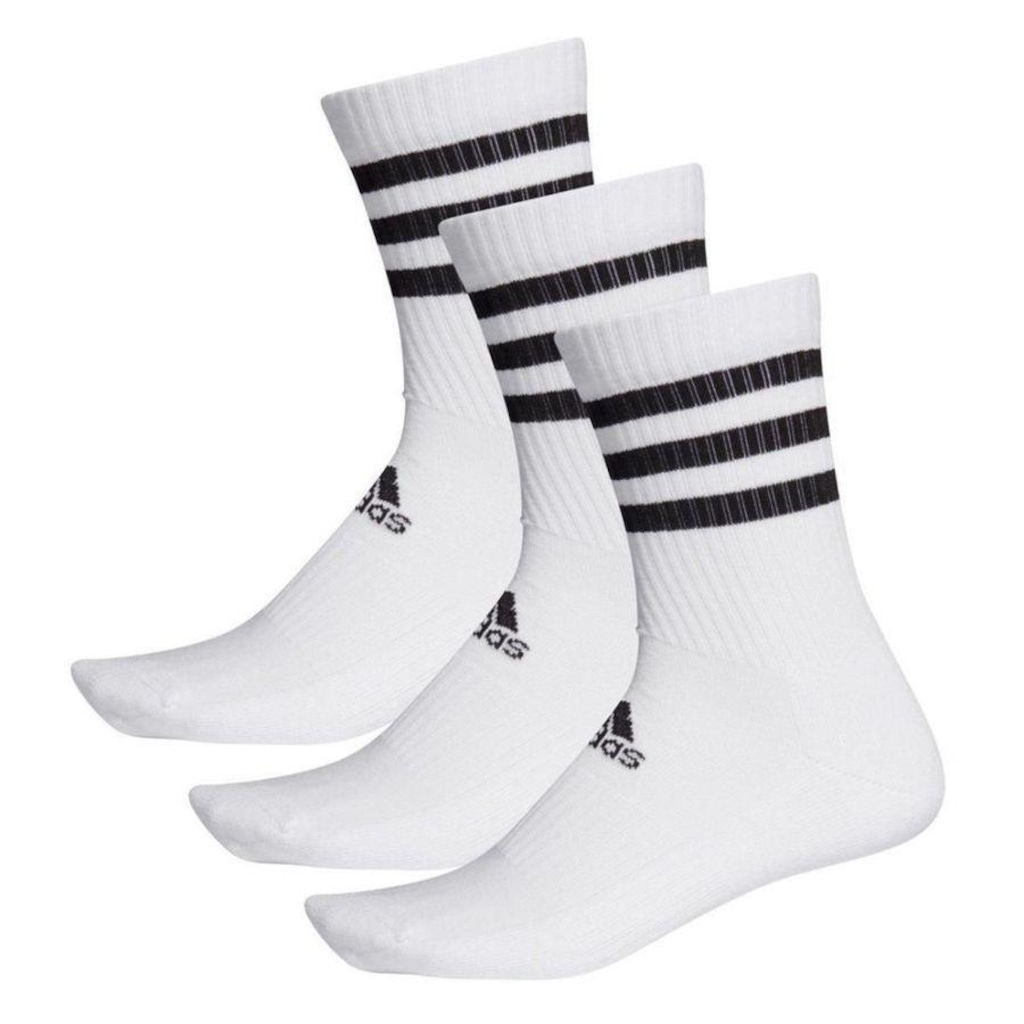 KIT MEIA ADIDAS CANO ALTO 3 PARES LISTRAS DZ9346