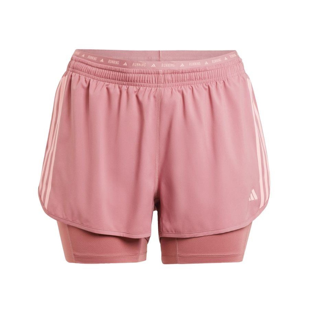 Shorts adidas 2 em 1 Own The Run Três Listras Plus Size - Feminino