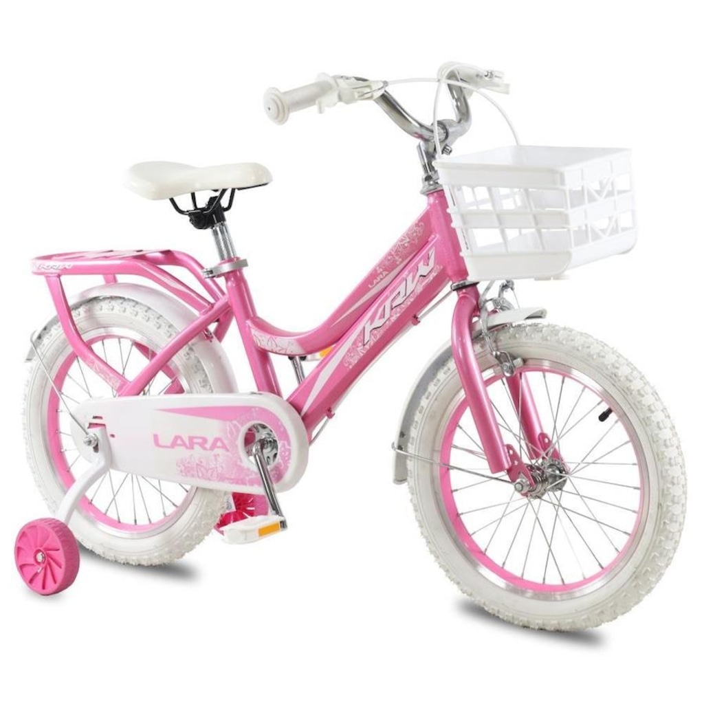 Bicicleta Krw Infantil Aro 16 Lara Aço Carbono Freio V-Brake com Rodas Laterais F16