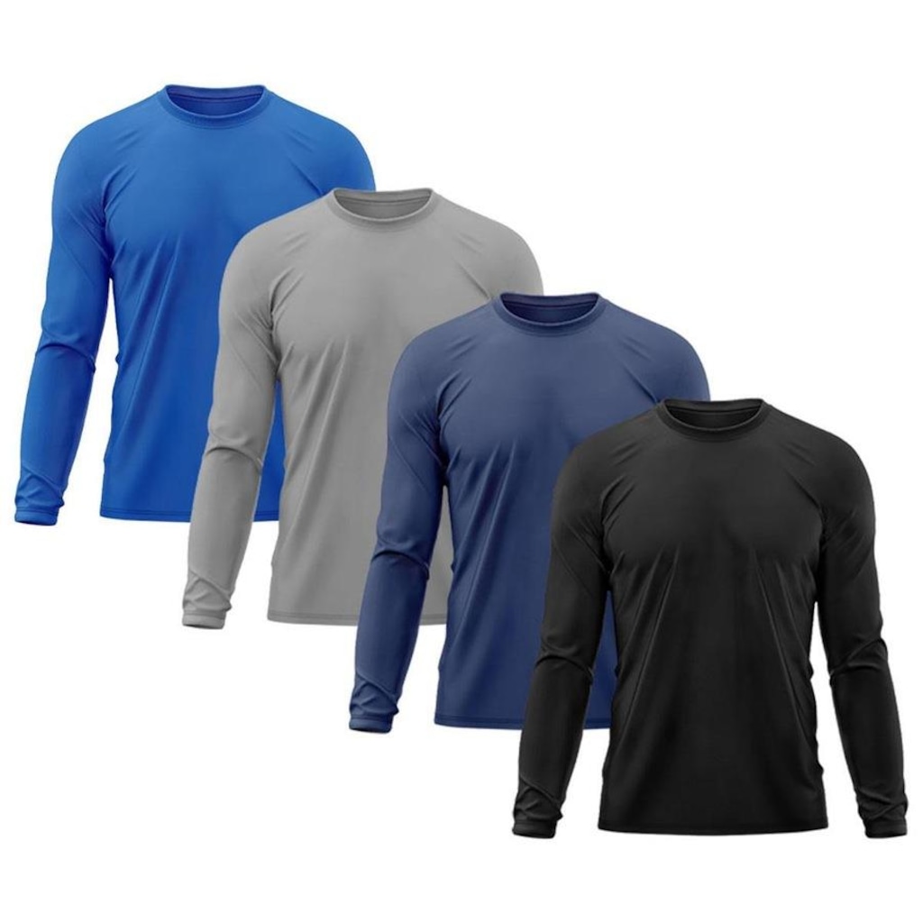 Kit 4x Camisas Térmicas Adriben Proteção Solar Uv 50 - Masculina
