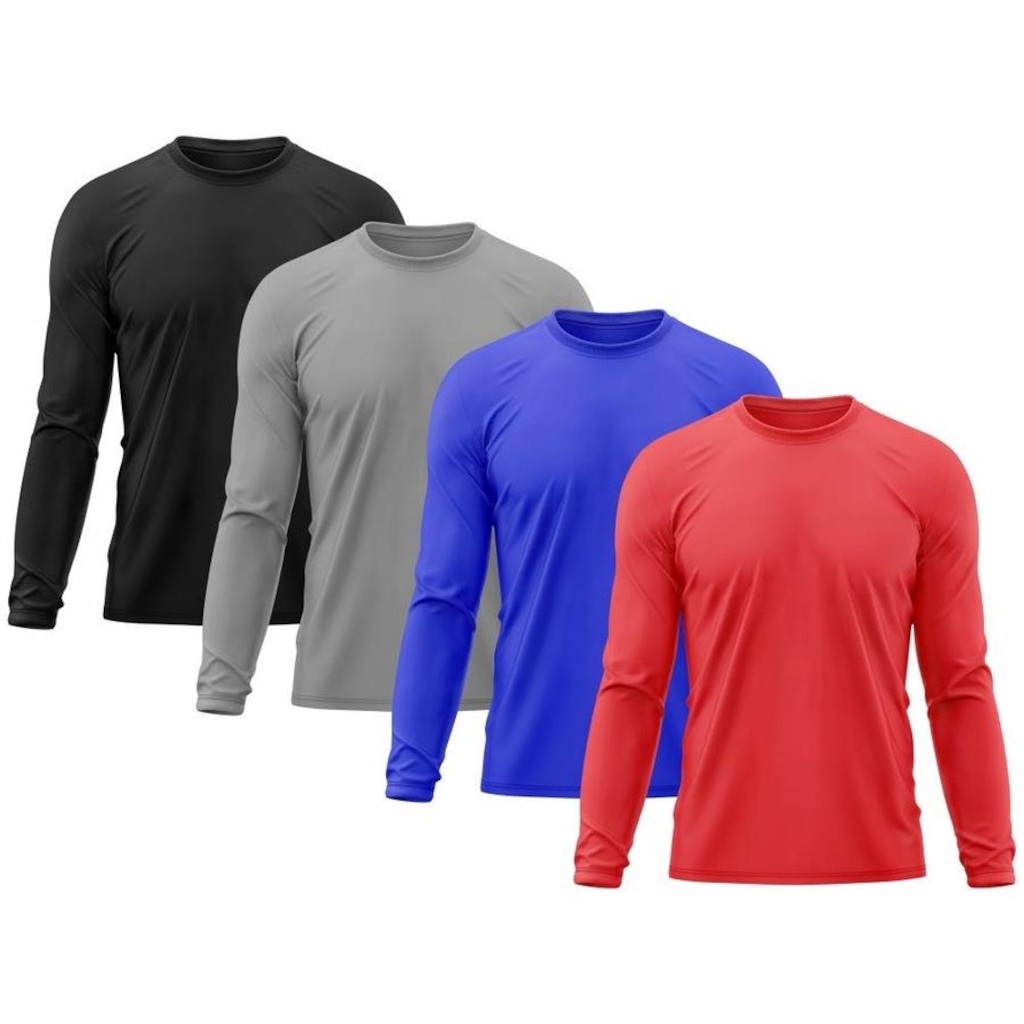 Kit 4x Camisas Térmicas Adriben Proteção Solar Uv 50 - Masculina