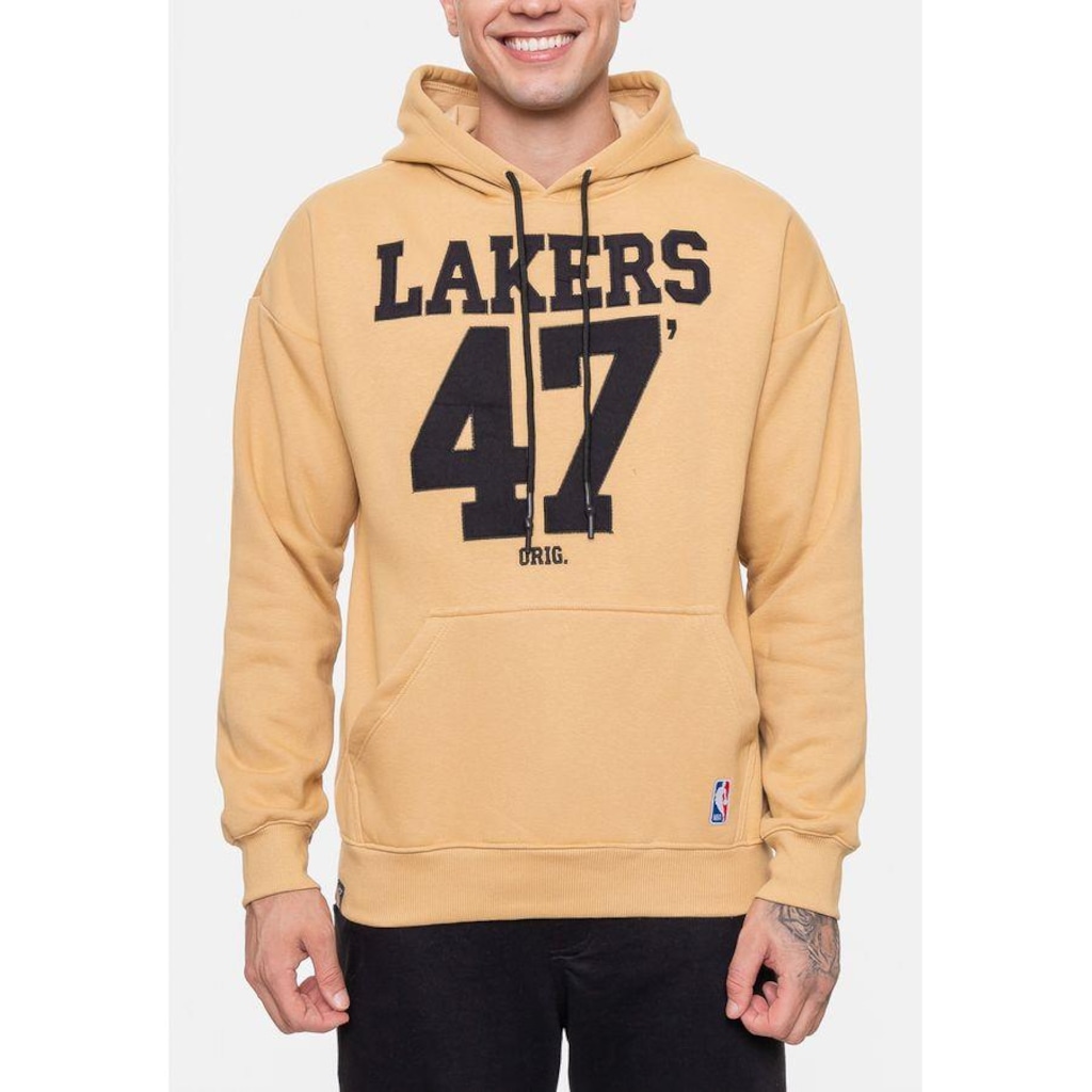 Imagem 3 do produto Blusão De Moletom Com Capuz Nba Number Twill Los Angeles Lakers Mascavo - Masculino